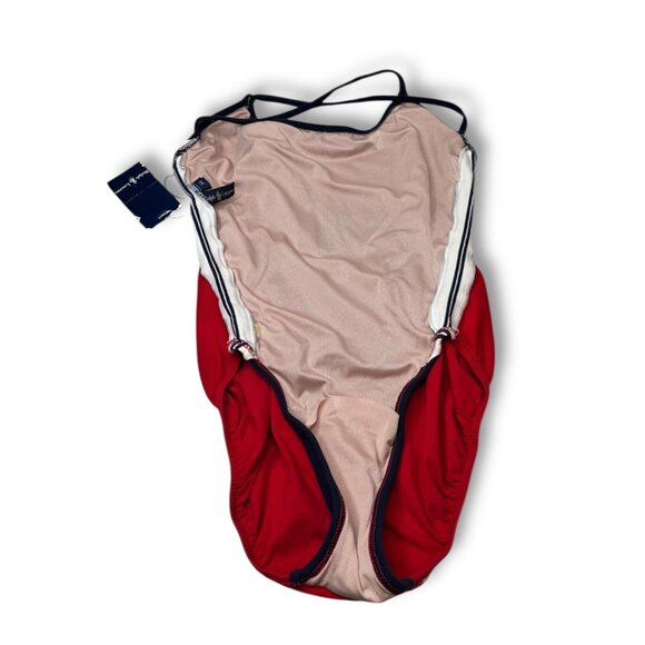 Ralph Lauren Womens One Piece Swimsuit Size 14 Navy Red Striped - Picture 9 of 9